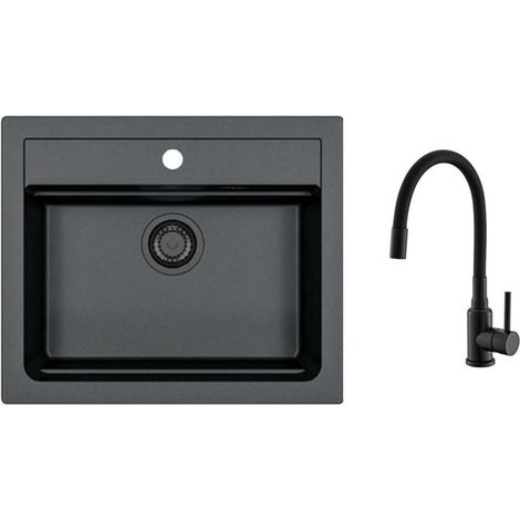 Alveus - Spülenset Atrox 30 und Armatur Mintas, deep black SETA25640 (1/2)