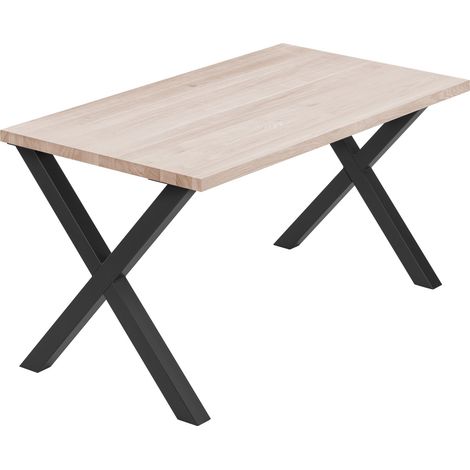 LAMO Manufaktur Esstisch Küchentisch, 140x80x76 cm (AxBxH), Design, Roh / Schwarz, LAG-01-A-001-9005D