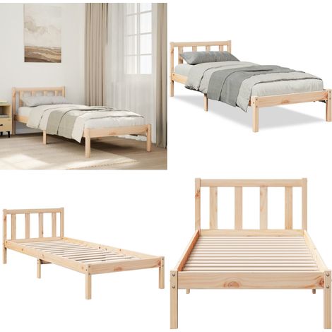 Cama extralarga sin colchón madera maciza de pino 100x210 cm - Cama sin colchón - Cama de pino