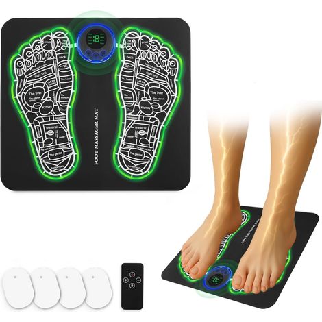 Appareil de massage des pieds USB EMS - Pliable et Portable Foot Massage Pad pour la circulation sanguine - Soulagement des douleurs musculaires - Avec 8 modes et 19 fréquences réglables Intérieur (1/5)