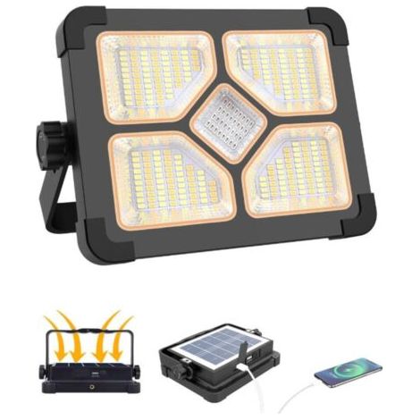 QORVA-150W Projecteur LED Rechargeable Avec Télécommande, Projecteur LED Chantier Portable Batterie 15000mAh, Lampe de Travail 5 Modes/296 perles LED/Power Bank pour Garage, Camping, Extérieur [Classe