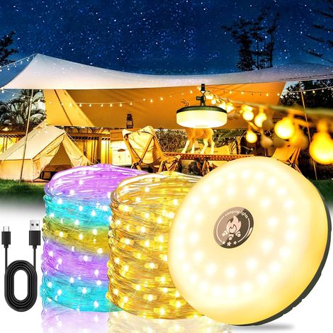 Guirlande Lumineuse De Camping, 10m, Rechargeable, RGB ,8 Modes D'éclairage, 2000mah, Dure Jusqu'à 12 Heures, Camping Car Accessoires (1/5)