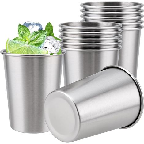 Gobelets en Acier Inoxydable 260 ml, 12 Pièces Tasses Gobelet Bière en Acier Inoxydable Empilables et Portables Verre à Shoot Shooter Verre Gobelet à Shoot Verre à Schnaps Whisky Rhum (1/5)