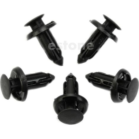 Lot de 10 rivets en plastique noir avec trou de 8 mm pour portières de voiture (clips de pression). (1/2)
