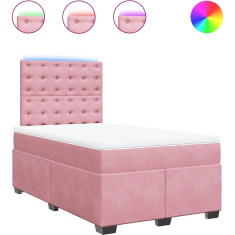 Maison Exclusive - Sommier à lattes de lit avec matelas rose 120x190 cm velours (1/5)