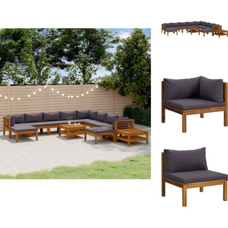 Gartenmöbel-Sets - Living 12-tlg. Garten-Lounge-Set mit Auflage Massivholz Akazie (1/5)
