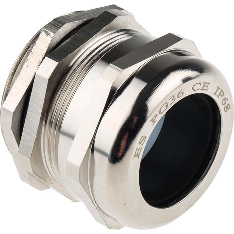 Presse-étoupe PG36 en Laiton nickelé pour câble de 22mm à 32mm, avec contre-écrous, IP68 ( Prix pour Paquet de 5 ) (1/2)