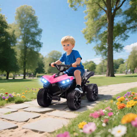Quad électrique 70x42x45 cm Rose pour enfants 6 V pour de 37 à 72 mois Vitesse jusqu’à 3 km/h Fars et musique