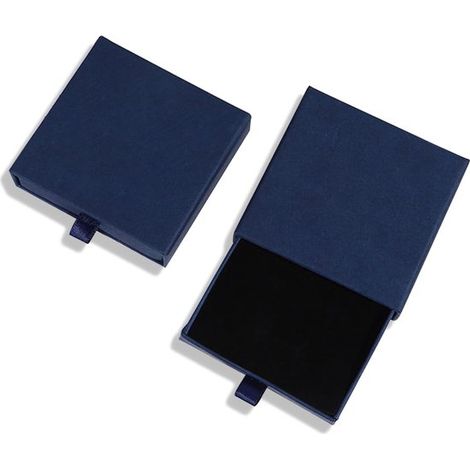 Caja pequeña para joyas, ideal para regalar pulseras, pendientes, collares y anillos. Expositor de joyería de papel azul oscuro (1/5)