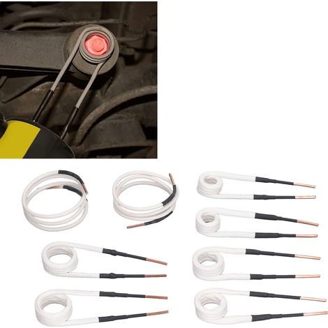Ensemble de 8 résistances chauffantes électriques à noyau en laiton de 3 mm. Ces résistances haute fréquence sont flexibles et durables, idéales pour le desserrage de boulons et d'écrous rouillés. (1/5)