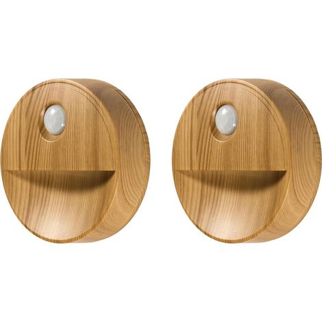 Lot de 2 Appliques Murales "Effet Bois" 8cm Naturel