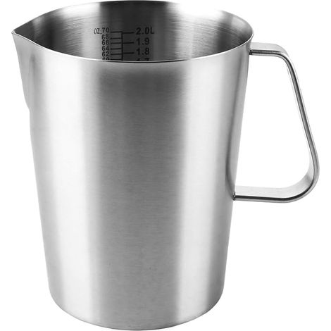 Argenté Verre Doseur Cuisine avec Poignée 2L, 15x12x18.3cm Inoxydable Verre Mesureur Cuisine, Inoxydable Gobelet Doseur pour la Maison, le Restaurant, le Bar, le Magasin de thé (1/5)
