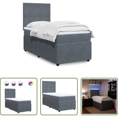 vidaXL Matelas à ressorts ensachés - Sommier à lattes de lit avec matelas Gris foncé 100x200 cm (1/5)