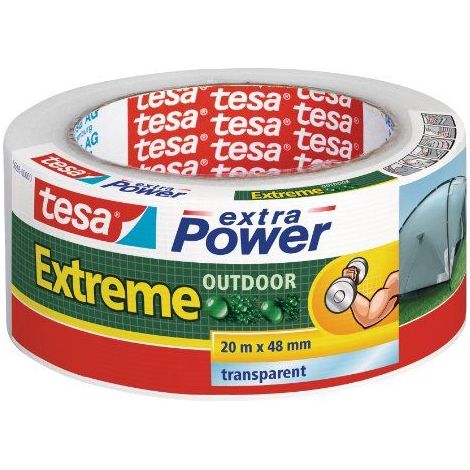 Tesa extra Power Extreme 20m x 48mm cinta adhesiva exterior transparente (por 6)