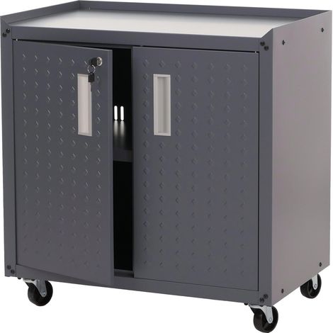 [NEUWERTIG] Rollschrank HHG-336, Werkstattwagen Rollwagen, abschließbar Rollen 2 Staufächer Stahl 80x77x50cm dunkelgrau (1/5)