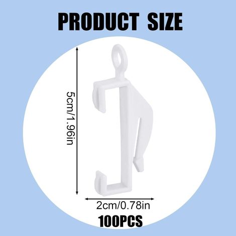 Shower-grade plastic hooks, 100 pieces, UV resistant, anti-crack, suitable for curtains and bathrooms, ideal for export. (1/5)