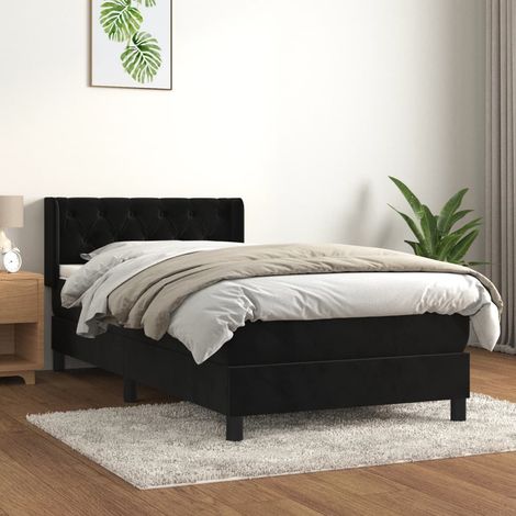Cama box spring con colchón terciopelo negro 80x200 cm vidaXL (1/5)