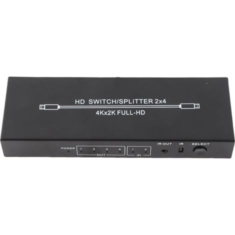 Répartiteur HDMI 2 Entrées 4 Sorties, Commutateur HD 4K avec Télécommande, Haute Résolution 3840 X 2160, pour Ordinateurs Portables, Consoles de Jeux, Moniteurs, Téléviseurs et (1/5)