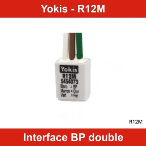 Yokis – Interface double bouton poussoir 5 pièces – R12M – Adaptateur encastrable pour contrôle éclairage et volets – Transmission montée/descente