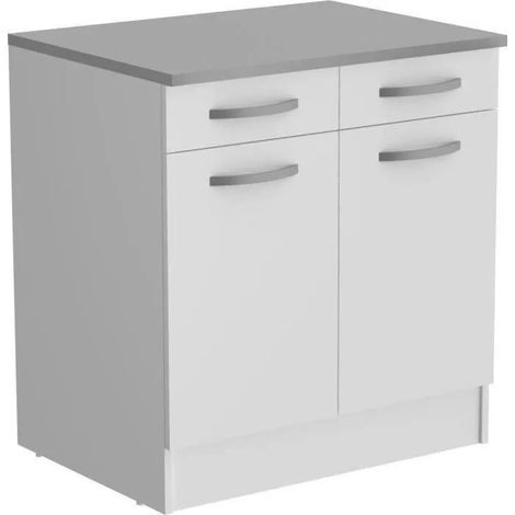 Weißes Untergestell mit 2 Türen + 2 Schubladen 80 x 60 x 86 cm - Youdoit