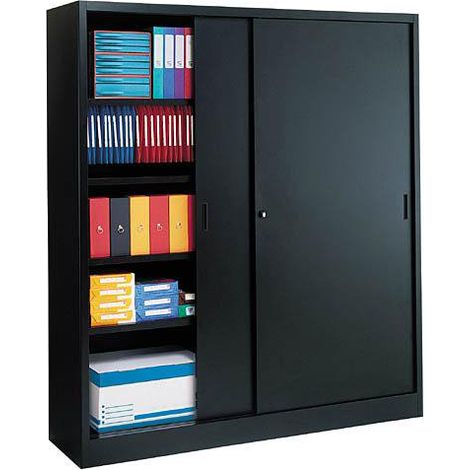 Armoire porte coulissante 200x180cm noir - Maxiburo