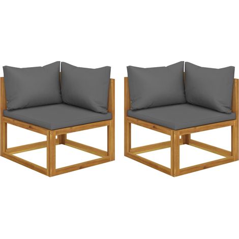 Sectional Corner Sofas 2 pcs with Cushions Solid Wood Acacia vidaXL (1/5)