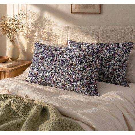 Lot de 2 Taies d’Oreiller 50 x 70 cm – Gaze de Coton Imprimée – MALIA Floral