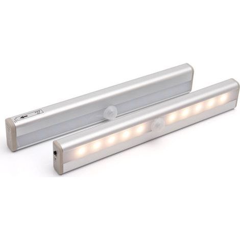 Lampe Detecteur De Mouvement Interieur, Lot De 2 Lampe 10 LED Sans Fil, Lampe Rechargeable USB Détecteurs De Mouvement Avec Magnétisme, Pour Armoires, Escaliers, Couloirs, Garages (1/4)