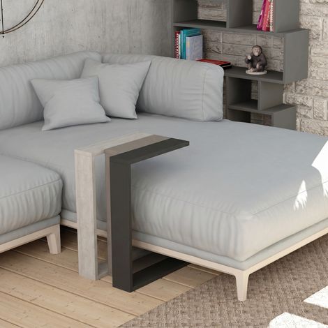 Muju Modern C Shape Table Anthracite Grey Mocha Grey Ancient White Multipurpose H 57cm