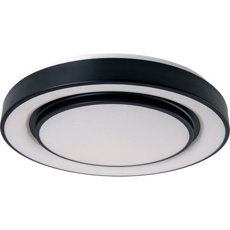 Plafonnier LED avec Télécommande Design Anneaux Métal et Plastique Noir Ø 37,5 cm - PANGIVO (1/5)