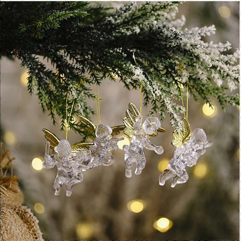 Lot de 4 décorations d'anges transparentes pour sapin de Noël (1/5)