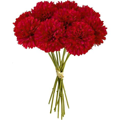 Set of 12 Artificial Decorative Flowers – Hydrangea Bouquets 28 cm, ideal for home, garden, and celebrations, Red (1/5)