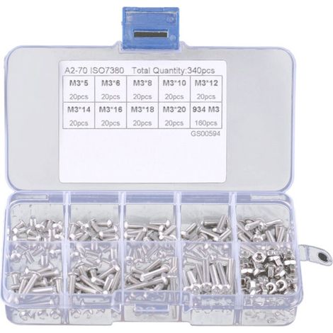 340 pièces vis six pans creux inox M3 écrous assortis kit fixation (1/5)
