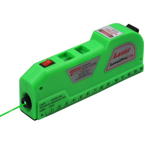 Outil de mesure portable pour la décoration 4 en 1 : niveau laser, ruban laser avec petit niveau infrarouge (mètre ruban laser horizontal vert) (1/5)