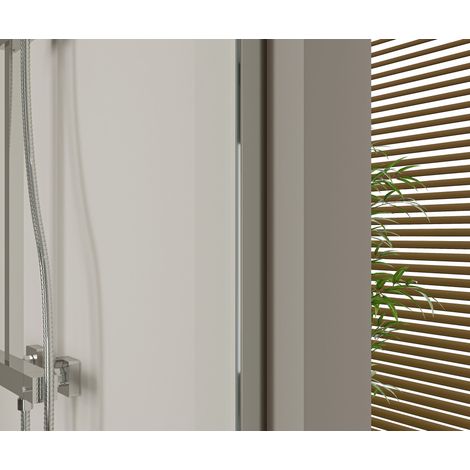 BERNSTEIN - Walk-In Nano EX103 10 mm cristal Super Blanco - 200x120cm, Cromo, Barra de fijación, Con LED blanco 1200 mm, Cromo de alto brillo, Soporte de techo redondo, Con LED blanco