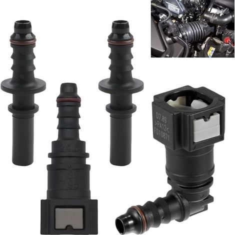 2 Ensemble 7.89mm à 8mm Voiture Carburant Tuyau Rapide Libération Connecteur, Adaptateur de Ligne de Carburant Voiture, Coupleur de Tuyau d’Essence, Raccord Rapide Gasoil, (90 Degrés et Droit) (1/5)