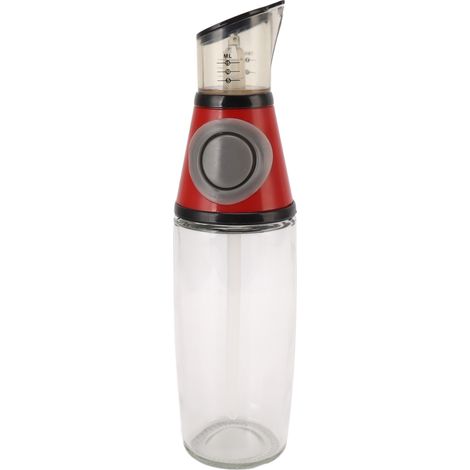 Bouteille d'huile pressée 500ml en verre silicone acrylique, anti-fuite, doseur, pour cuisine saine, rouge (1/5)