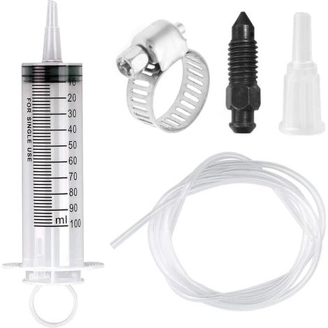 5pcs Brake Bleed Kit Universal Brake Fluid Bleeder Kit Hydraulic Disc Clutches Brakes Bleeding Tools Oil Fluid Extractor 100ml Syringe 50cm Hose for Motorbikes Quads System Maintenance Repair