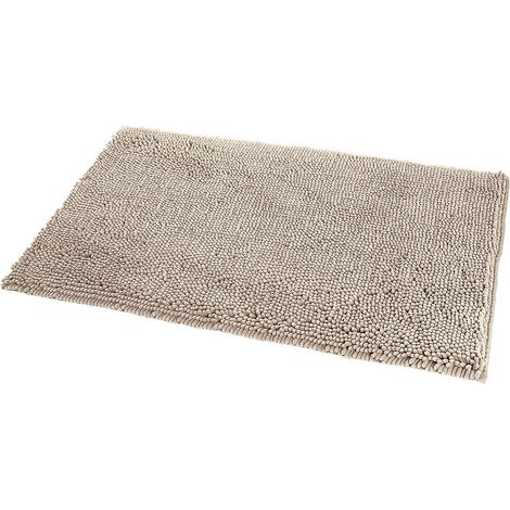 Tapis de bain antidérapant en microfibre à poils longs beige 40 x 60 cm (1/5)