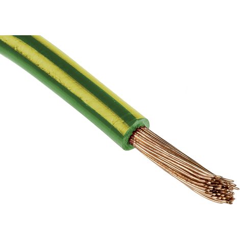 Câble triple homologation RS PRO, Vert/Jaune, Section 10 mm² 8 AWG, 600 V, , Triple homologation PVC ( Prix pour Bobine de 100 Mètres )
