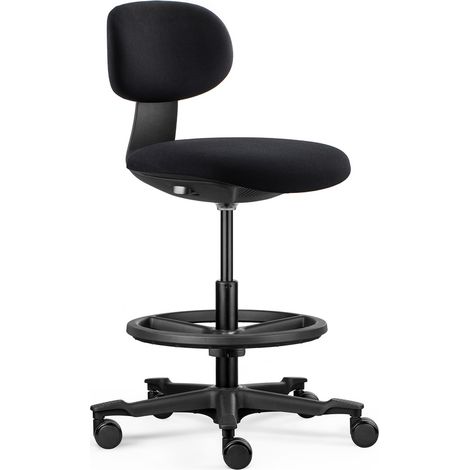 Arbeitsstuhl / Counterstuhl WORK MF2 Sitz Stoff / Rücken Stoff schwarz hjh OFFICE (1/5)