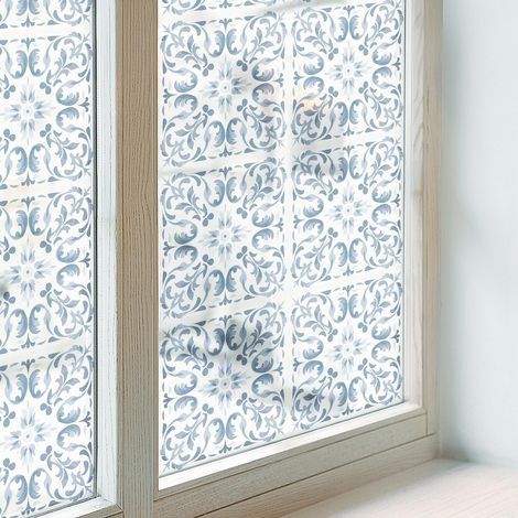 Sichtschutzfolie 50x146 cm Folie für Schlafzimmer PVC Sichtschutz Fenster Milchglas Selbstklebend Blickdicht Dekorfolie Dekorativ Blumenschmuck