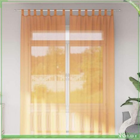 4102285 Rideaux en voile avec boucles 2 pcs orange 140x260 cm (1/5)