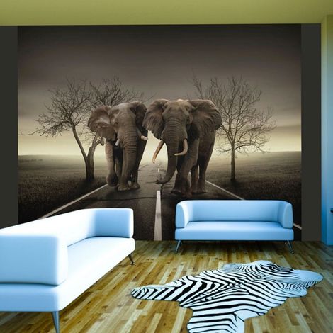 Papier peint ville d'éléphants - 250 x 193 cm (1/4)