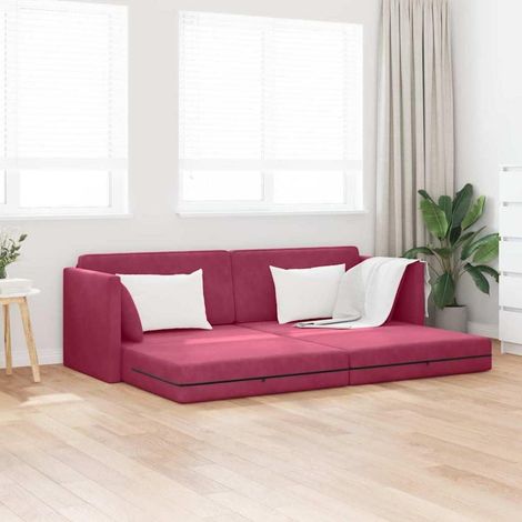 Faltbares Schlafsofa Bodenmatratze Weinrot Samt 213x76x77cm (1/5)