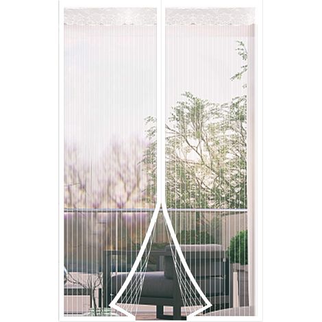 Moustiquaire de Porte Magnétique Rideau de Porte Antimoustique avec Fermeture Aimantée Sans Perçage pour Porte de Balcon, porte Cave, Porte de Terrasse -blanc (120 × 220cm) (1/4)