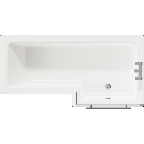 Loire 1700mm Right Hand L Shaped Shower Bath with Polished Chrome Towel Rail Bath Screen and Deep Blue Front and End Bath Panels (1/5)