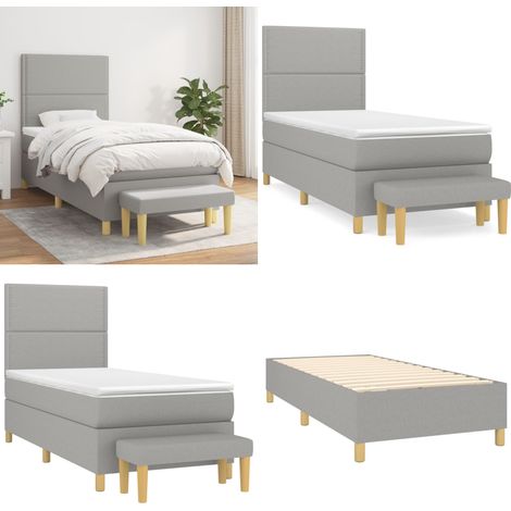 Boxspringbett mit Matratze Hellgrau 90x200 cm Stoff - Boxspringbett - Doppelbett - Bettenrahmen - Schlafsofa - Wohnraumgestaltung - Home & Living (1/5)