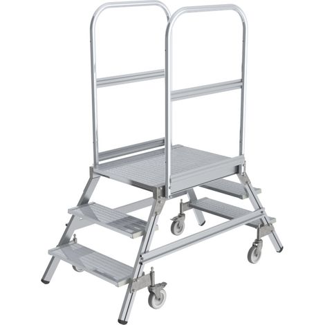 MUNK Podestleiter fahrbar Aluminium geriffelt 2x3 Stufen (1/4)