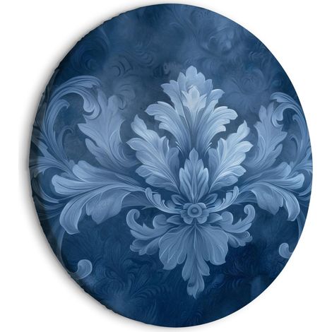 Tableau rond - Ornement bleu et couleurs froides : Décoration bleu foncé / Ornement bleu aux nuances froides (1/4)